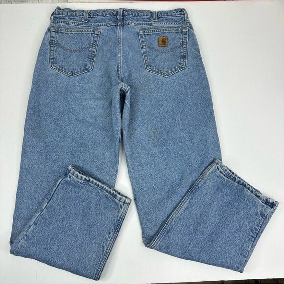 Carhartt Men's Blue Plaid-Lined Tactical Relaxed Straight Leg Jeans W36/L31 - Picture 4 of 13